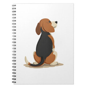 Illustration Rückansicht Vintage-Beagle-Hund Haust Notizblock