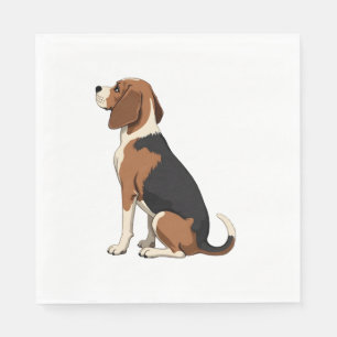 Illustration Rückansicht Vintage-Beagle-Hund Haust Serviette