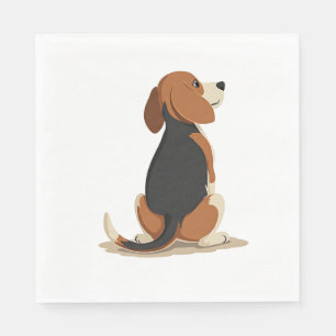 Illustration Rückansicht Vintage-Beagle-Hund Haust Serviette
