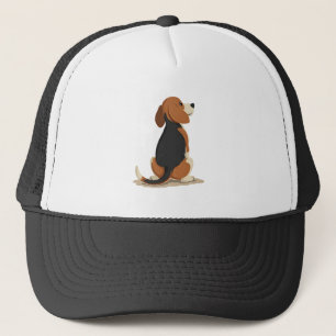 Illustration Rückansicht Vintage-Beagle-Hund Haust Truckerkappe