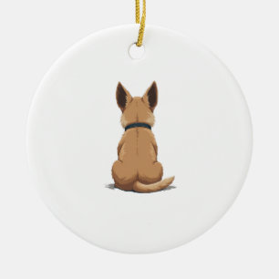 Illustration Rückansicht Vintage Hund mit großen O Keramik Ornament