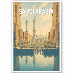 Illustration Saudi-Arabien Reise Kunst Vintage Aufkleber