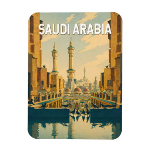 Illustration Saudi-Arabien Reise Kunst Vintage Magnet