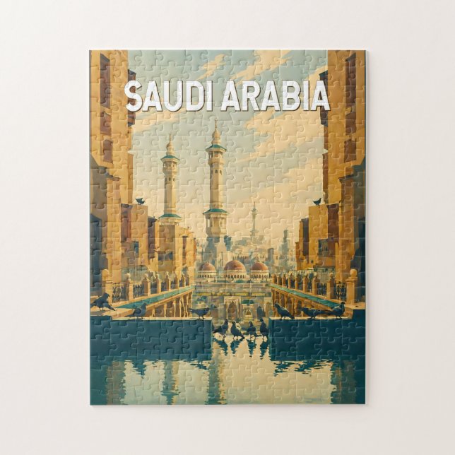 Illustration Saudi-Arabien Reise Kunst Vintage Puzzle (Vertikal)
