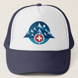 Illustration Schweizer Alpen Truckerkappe