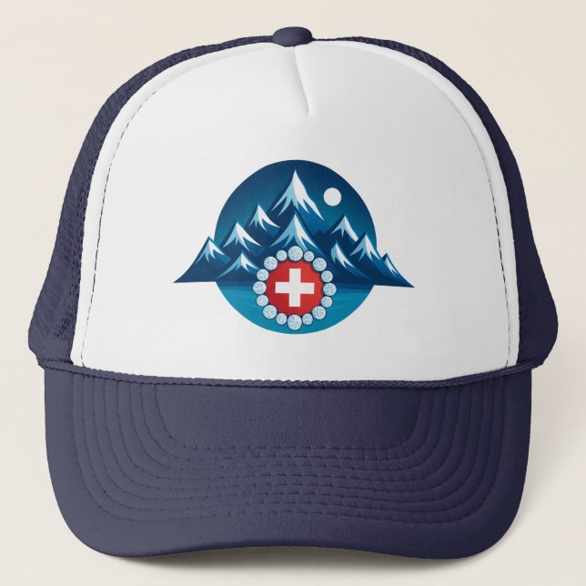 Illustration Schweizer Alpen Truckerkappe (Vorderseite)