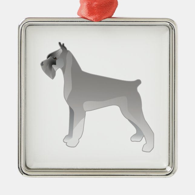 Illustration-Silhouette des Riesenschnauzer Dog Br Silbernes Ornament (Vorne)