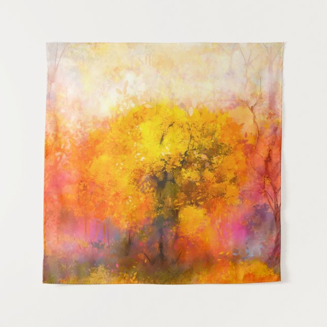 Illustration soft colorful autumn forest. Abstract Wandteppich (Vorderseite)