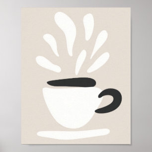 Illustration Tasse dampfenden Kaffees Boho-Stil Poster
