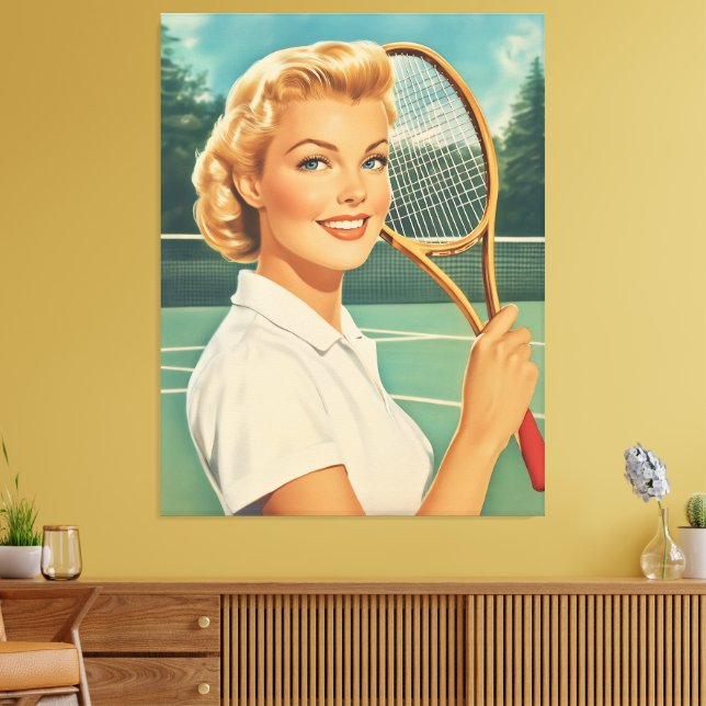 Illustration Tennis Woman in der Zeitschrift der 5 Leinwanddruck (Insitu (Wohnzimmer))
