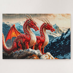 Illustration thronender Drachen Puzzle
