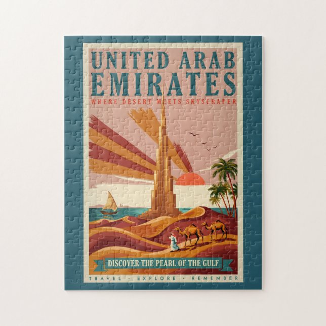 Illustration UAE Kamel Burj Khalifa Reise Kunst Puzzle (Vertikal)