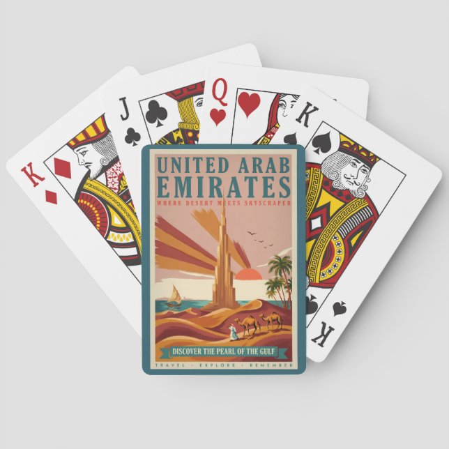 Illustration UAE Kamel Burj Khalifa Reise Kunst Spielkarten (Rückseite)