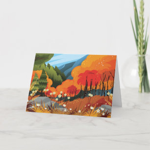 Illustration über die Landschaft des hellen Herbst Feiertagskarte