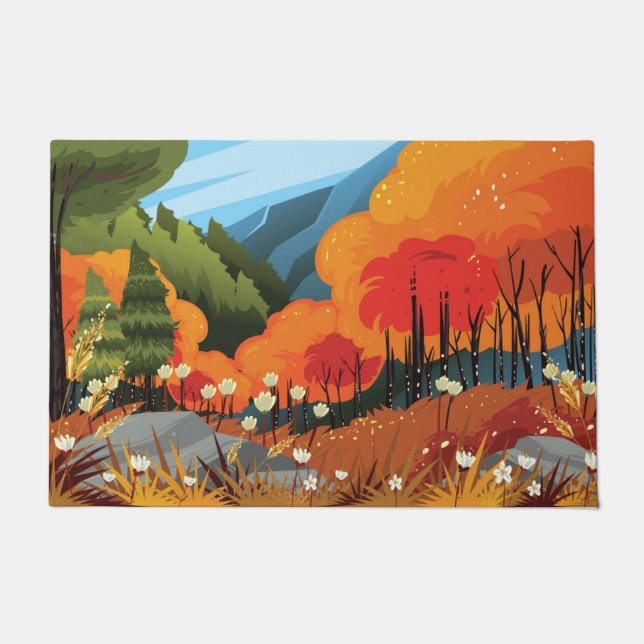 Illustration über die Landschaft des hellen Herbst Fußmatte (Vorderseite)