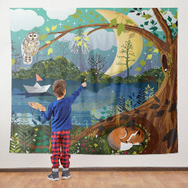 Illustration über die reverse Idyllische Riverside Wandteppich