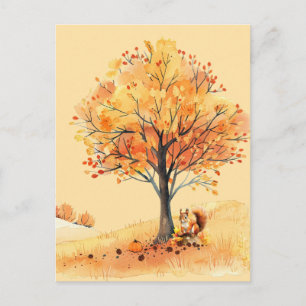 Illustration über die Wasserfarbe des Herbstdorfes Postkarte