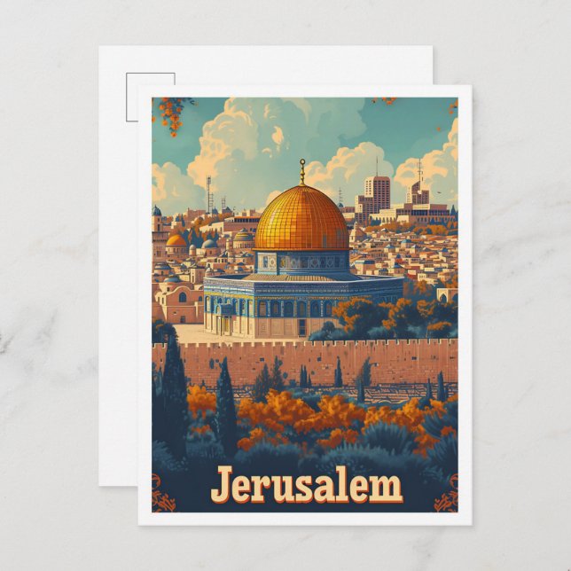 Illustration über Reisen in Jerusalem Postkarte (Vorne/Hinten)