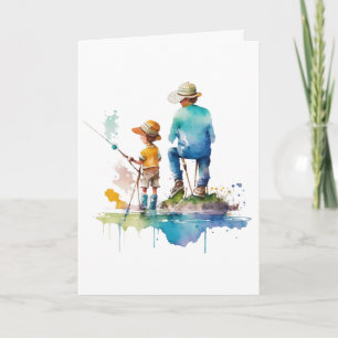 Illustration über Vater und Sohn Wasserfarbe Kunst Karte