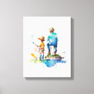 Illustration über Vater und Sohn Wasserfarbe Kunst Leinwanddruck