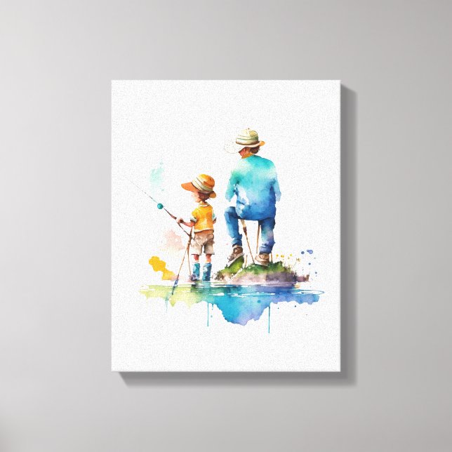 Illustration über Vater und Sohn Wasserfarbe Kunst Leinwanddruck (Vorderseite)