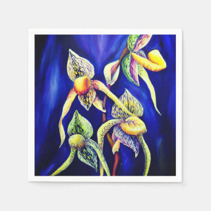 Illustration über Wasserfarben-Dame Slipper-Orchid Serviette