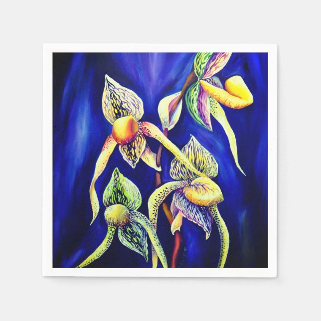 Illustration über Wasserfarben-Dame Slipper-Orchid Serviette (Vorderseite)