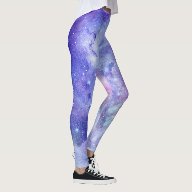 Illustration über Wasserfarben im tiefen Raum Leggings (Rechts)