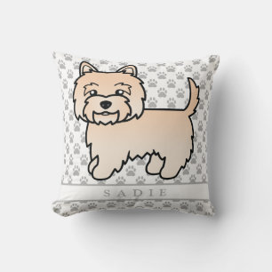 Illustration und Name eines Cream Cairn Terriers Kissen
