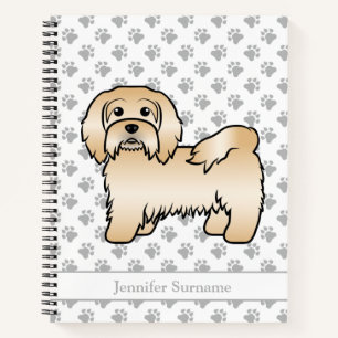 Illustration und Name eines rötlichen Havanese Car Notizbuch
