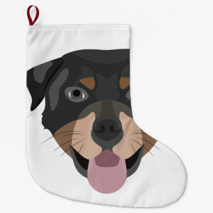 Illustration verfolgt Gesicht Rottweiler Großer Weihnachtsstrumpf