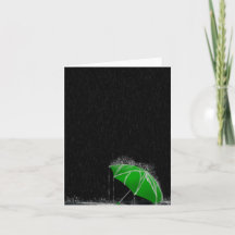 Illustration Verlierter grüner Regenschirm in Rege