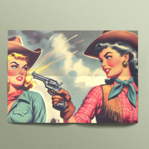 Illustration Vintager Cowgirls Seidenpapier