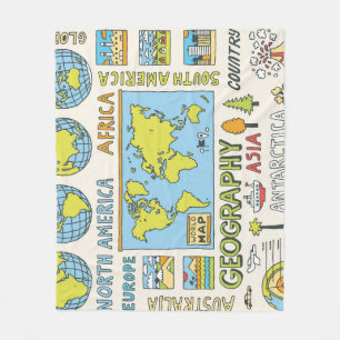 Illustration Vintager Geografie Fleecedecke
