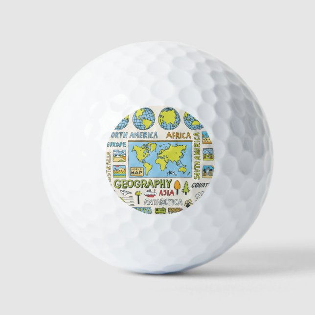 Illustration Vintager Geografie Golfball (Vorderseite)