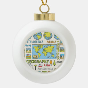 Illustration Vintager Geografie Keramik Kugel-Ornament