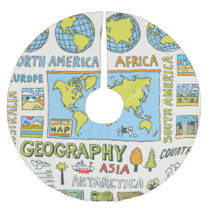 Illustration Vintager Geografie Polyester Weihnachtsbaumdecke