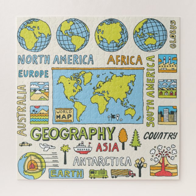 Illustration Vintager Geografie Puzzle (Vertikal)