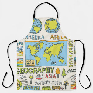 Illustration Vintager Geografie Schürze