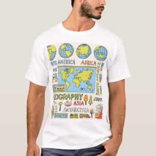 Illustration Vintager Geografie T-Shirt