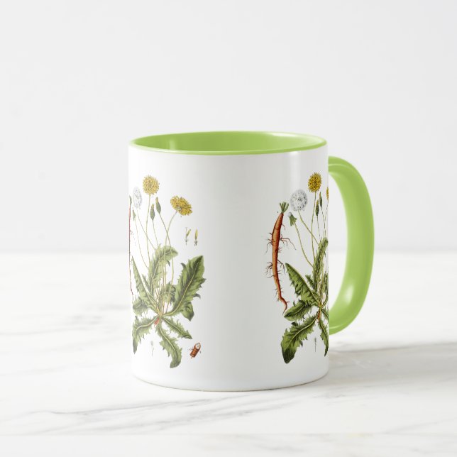 Illustration Vintager Löwenzahn Tasse (VorderseiteRechts)