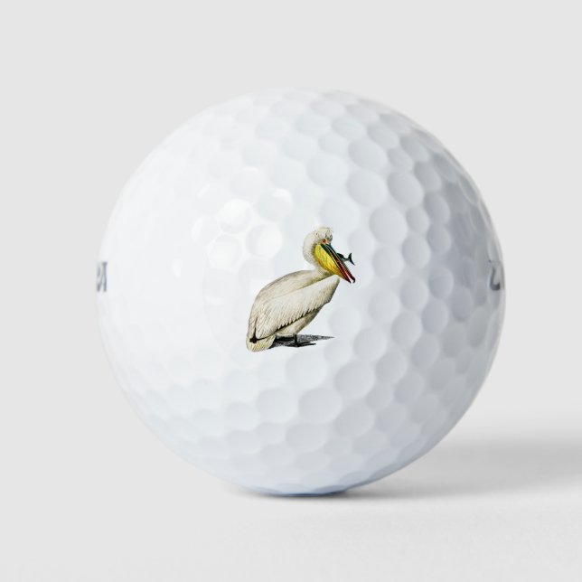 Illustration Vintager Pelikanvogel Golfball (Vorderseite)