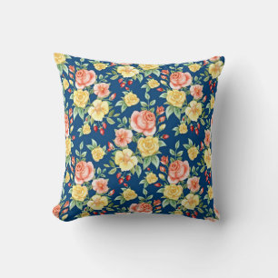 Illustration Vintager Rose Muster Kissen