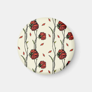 Illustration Vintager roter Blume Magnet