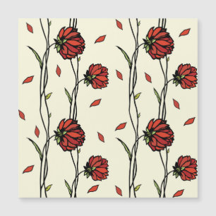 Illustration Vintager roter Blume Magnetkarte