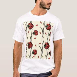 Illustration Vintager roter Blume T-Shirt