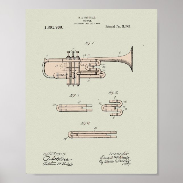 Illustration Vintager Trumpet Poster