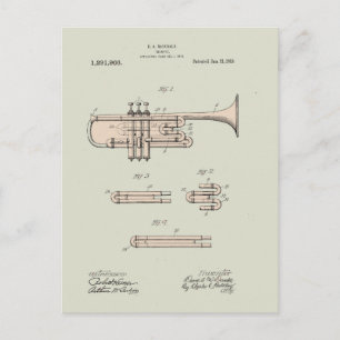 Illustration Vintager Trumpet Postkarte