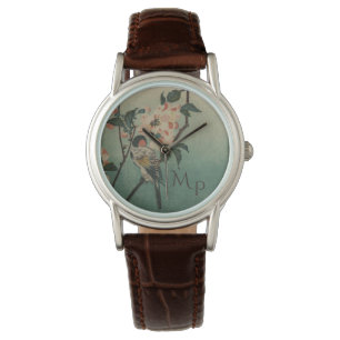 Illustration Vintager Vögel und Blossom Armbanduhr