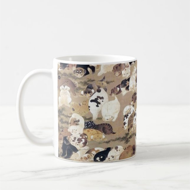 Illustration von 100 Hunden durch Ito Jakuchu Kaffeetasse (Links)